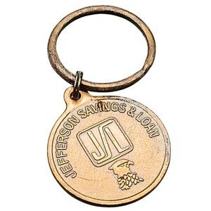 Vintage Jefferson Savings & Loan Copper Keychain With Return Postage Guarantee